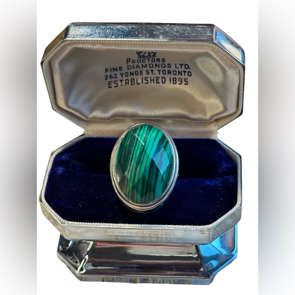 Stunning Chunky Malachite Sterling Silver 925 Dinner Ring